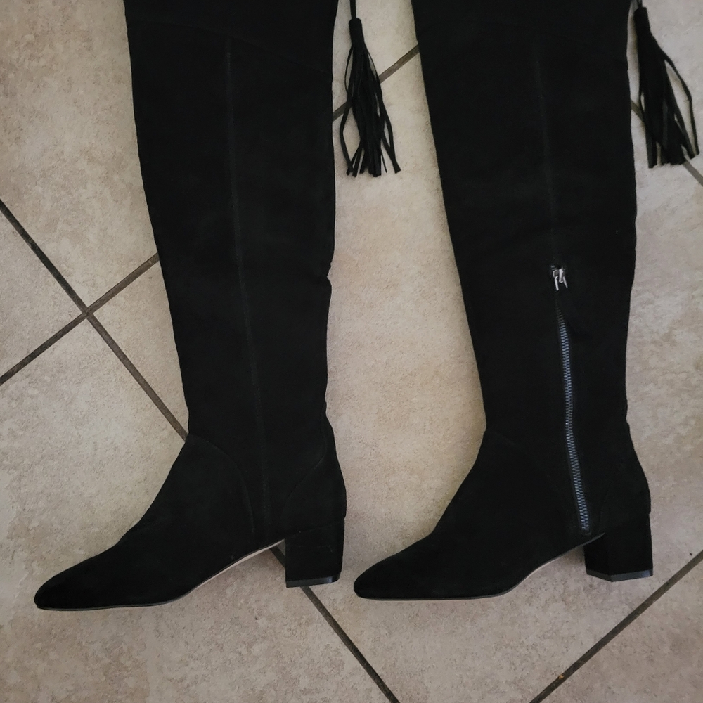 Over the knee or thigh-high boots depending on personal  height